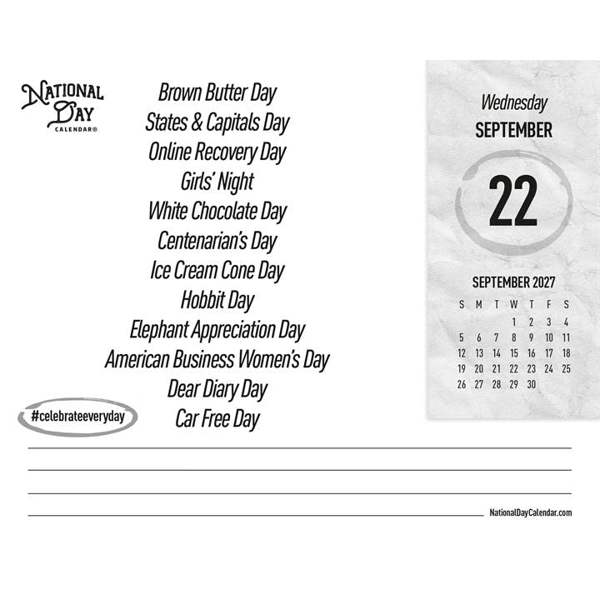 National Day Calendar 2027, Desk Calendars, Day To View, History & Literature, Gift