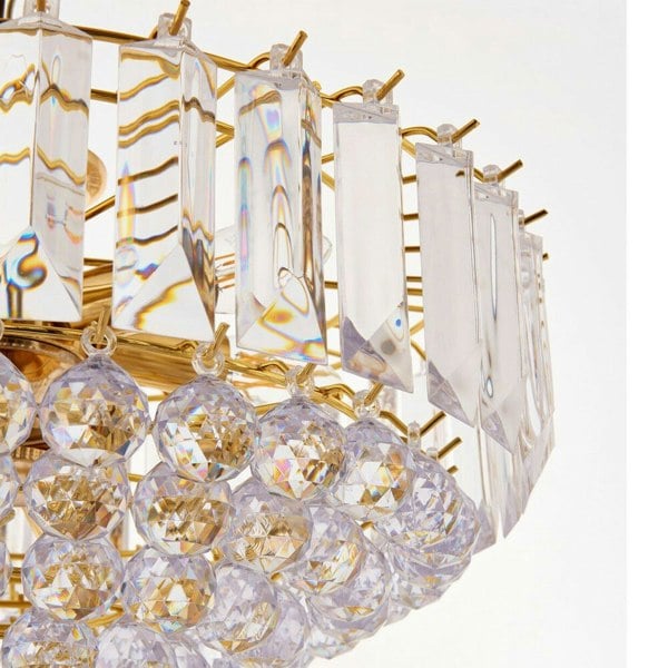 6 Light Chandelier Pendant BRASS & CLEAR Shade Hanging Ceiling Feature Lamp Bulb Loops