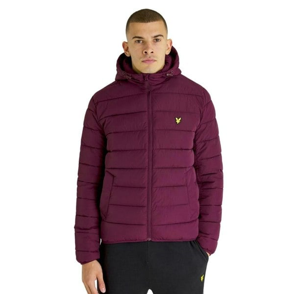 Lyle & Scott Branded Hooded Puffer Jacket - Burgundy