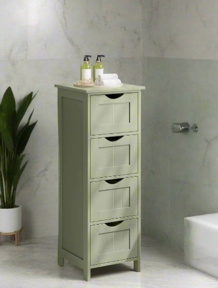Modcraft Green Bathroom Floor Storage Cabinet – Freestanding Unit with 4 Drawers