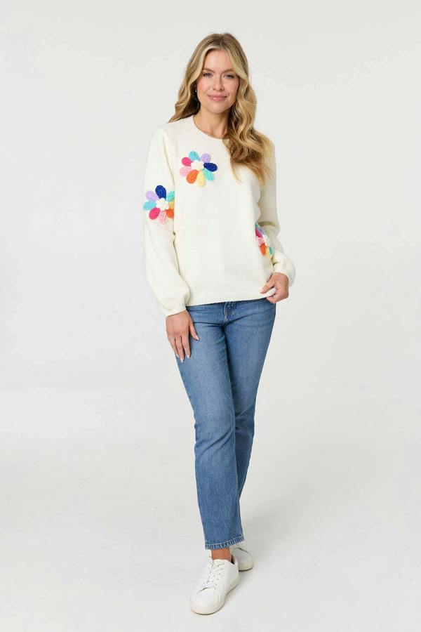 Izabel London Floral Embroidered Detail Jumper