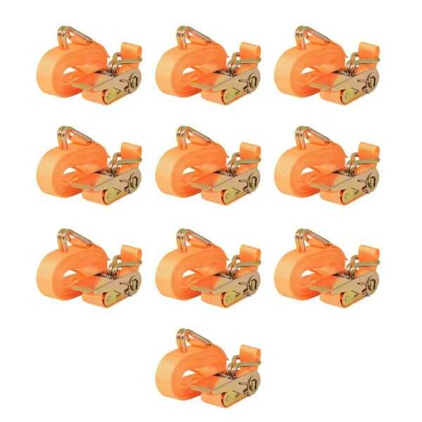 Berkfield Ratchet Tie Down Straps 10pcs 0.4 Tonnes 6mx25mm Orange