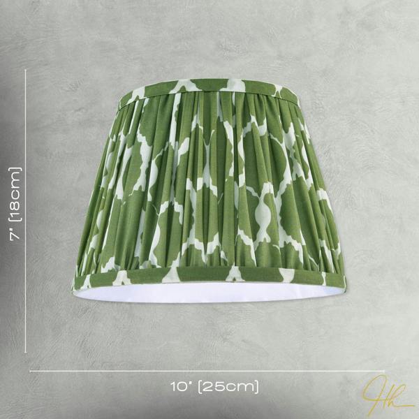 Modern Olive Green Pleated Cotton Fabric Lamp Shade with Wavy Design Image 7