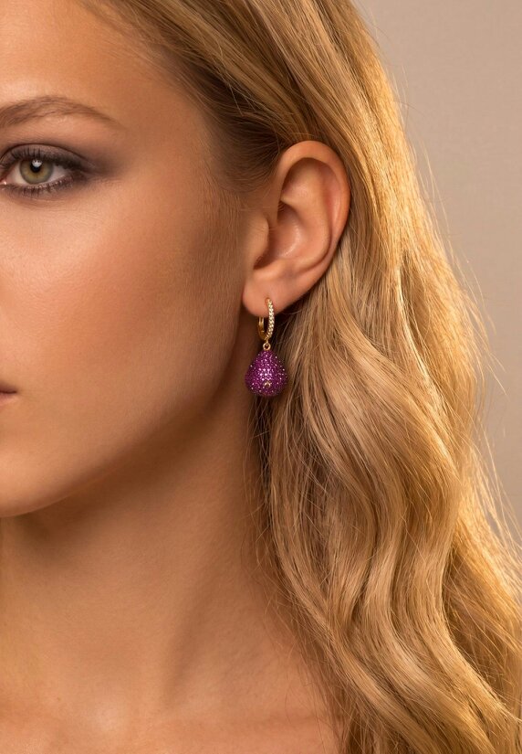 Latelita Valerie Pear Drop Gemstone Earrings Gold Ruby