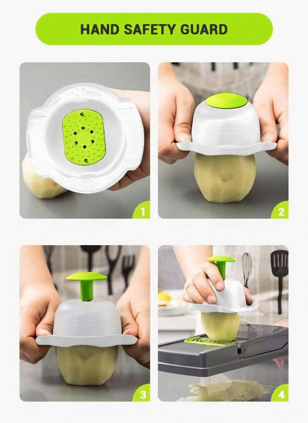 ADOV Vegetable Chopper, Multi-Function Mandoline Slicer with 7 Stainless Steel Blades, Container and Safety Guard