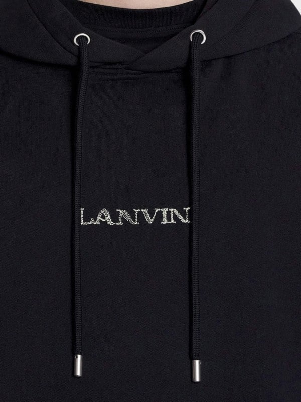 Lanvin Embroidered Loose Logo Hoodie Black - Supplied FashionLanvin