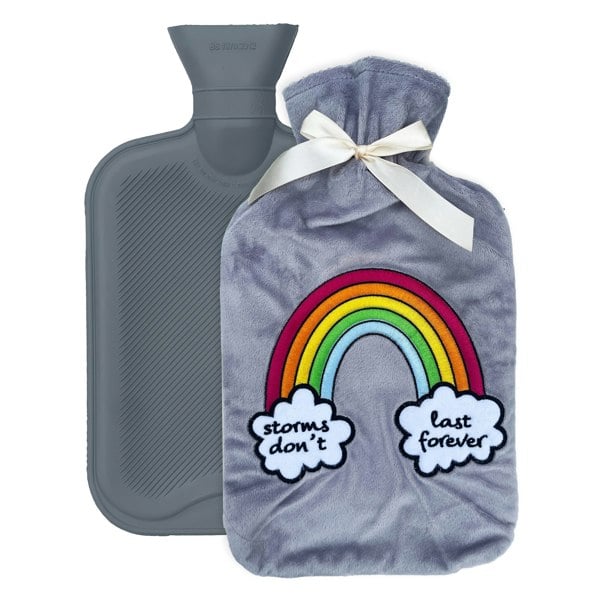 ChilliPak Hot Water Bottle with Sherpa Fleece Cover - 2 Litre - Rainbow