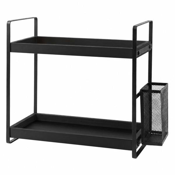 Levede Bathroom Organiser Countertop 2 Tier Perfume Skincare Storage Shelf Black