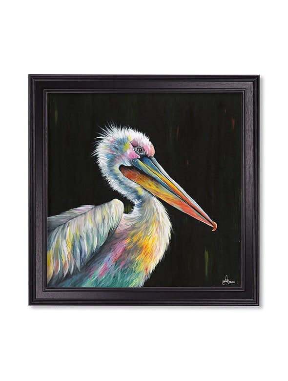 Exceptional Art Pelican Print 'Pierre' by Amy Ansell - Black Square Frame