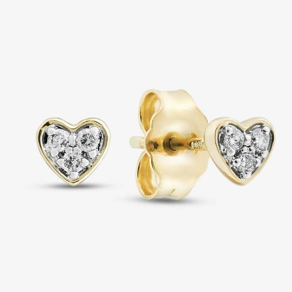 T. H. Baker 9ct Yellow Gold 0.05ct Diamond Heart Stud Earrings THE46488-05 (YG)