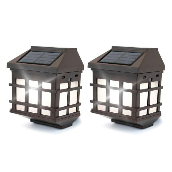 Gardenwize Pack of 2 Solar Fence Lights – Lantern Style LED Wall Lights