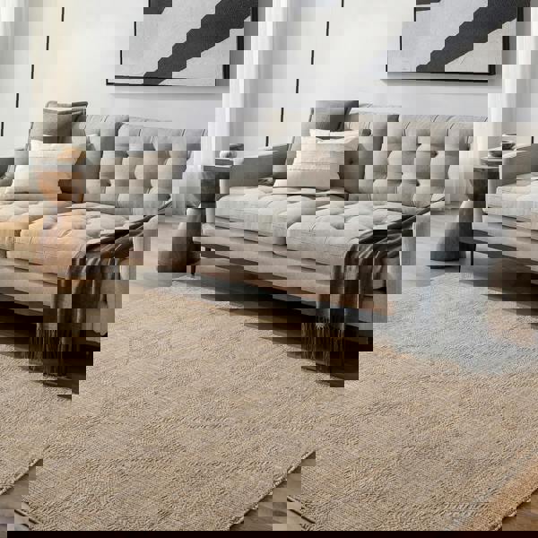 Livabliss Masterpiece-Modern Beige Brown Graphic Fringe Rug