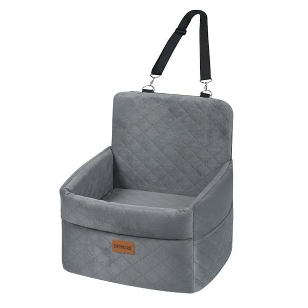Skylos Dog Booster Car Seat Cosy Cats Pet Travel Bed with Safety Leash Grey