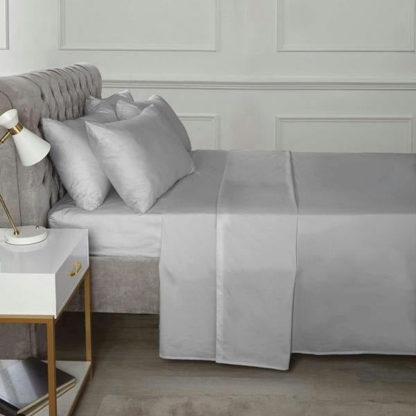 Percale 10" Fitted Sheet - Grey - Single