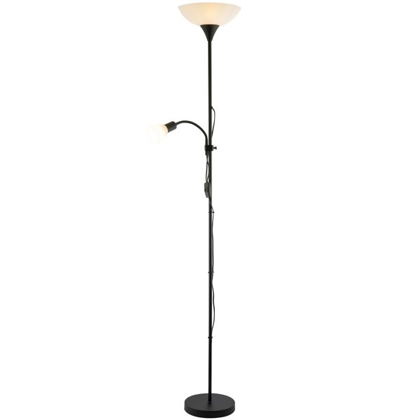 Black Mother and Child Floor Lamp with Adjustable Reading Light and Switches Image 2