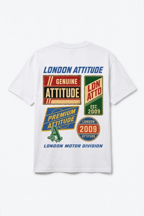 London Attitude Oversized  Vintage Motorsport Back Print T-Shirt