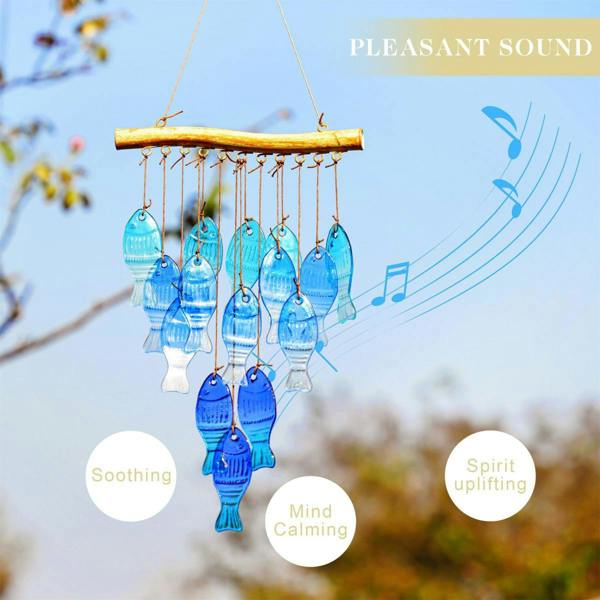 Leaper Fish-shaped Blue Glass Wind Chime