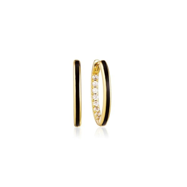 Gold Trip Small Black Enamel Hoop Earrings