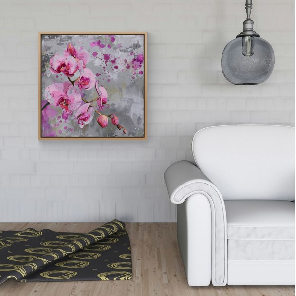 Warren Reed Orchids Splash Art Framed Canvas