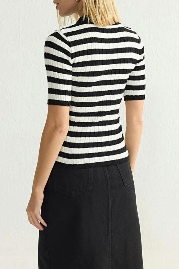 WOVCOR Basic Polo Collar T-Shirt Look Thin Blouse