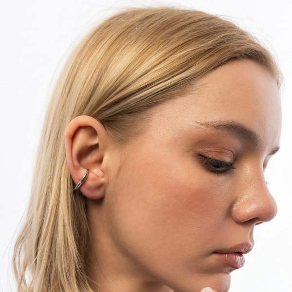 Spero London Fine Diamond Sterling Silver Ear Suspension Semi-Hoop Earrings