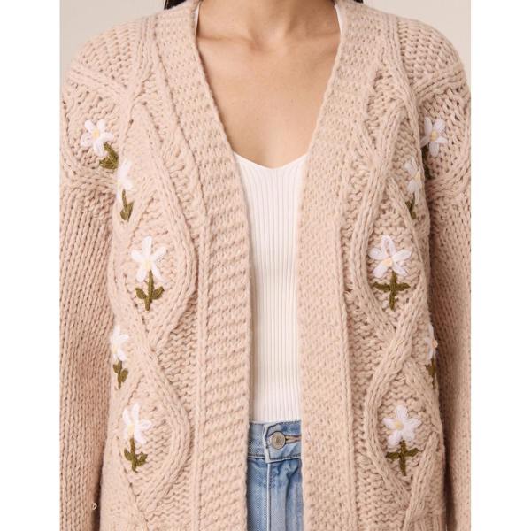Blue Vanilla Cable Knit Flower Cardigan
