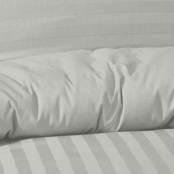 Smart Living Satin Stripe Duvet Cover With Pillowcases - Silver