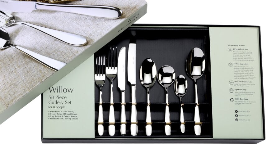 Arthur Price 'Willow' 58 Piece 8 Person Gift Boxed Cutlery Set