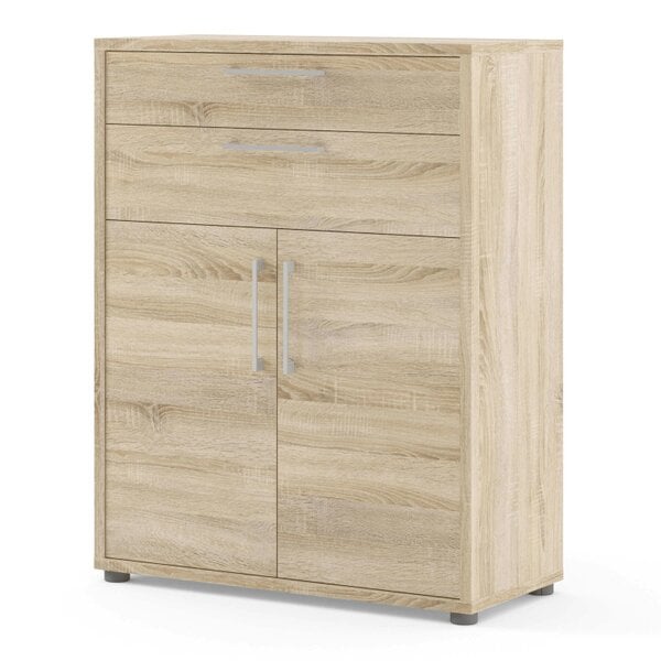 Wyld Haus Dris Natural Oak Wood Effect Bookcase 1 Shelf 4 Drawers