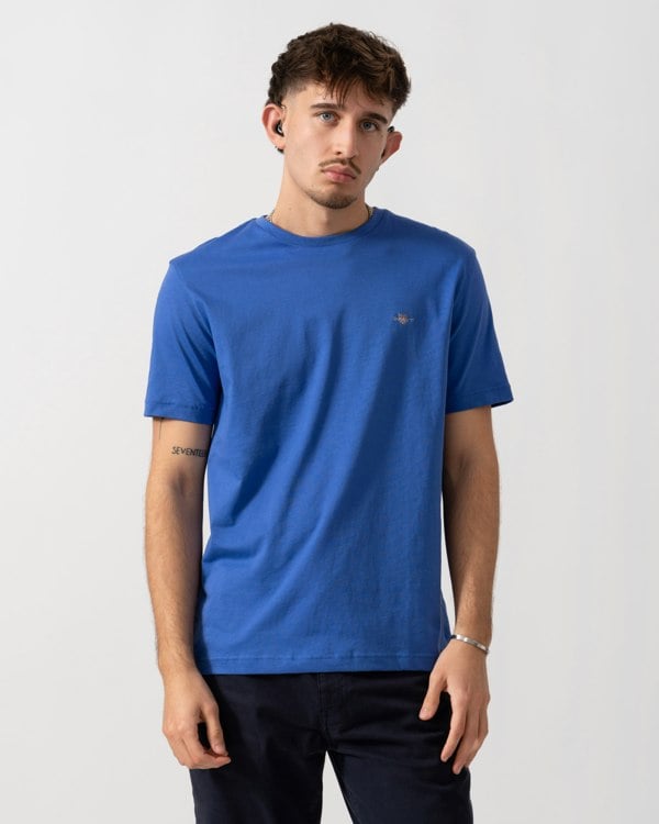 GANT Mens Regular Fit Short Sleeve Shield Logo T-Shirt - 417 Royal Blue main