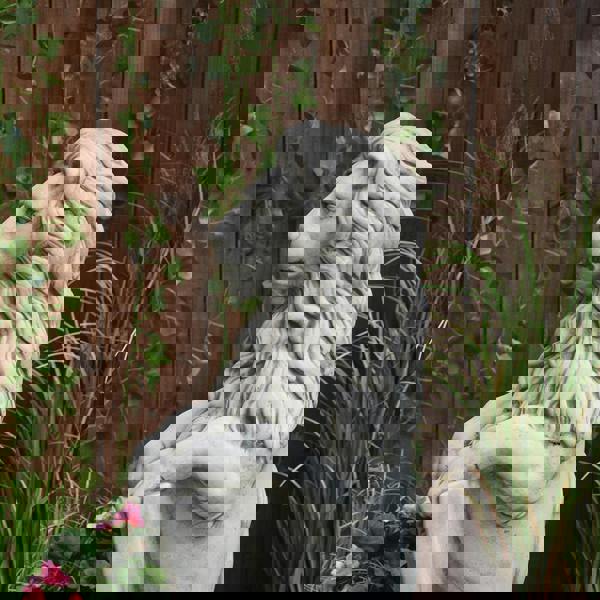 Pair of Large Garden Gateway Lion Statues with shields