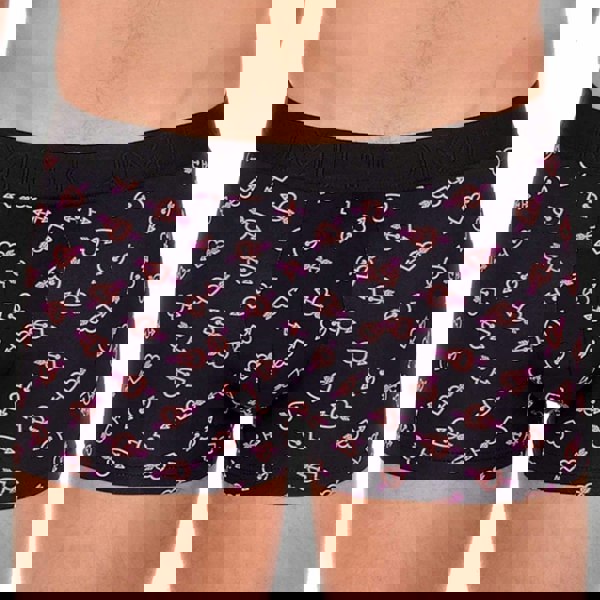 Hom Neon Heart Microfiber Boxer Brief, Black Print