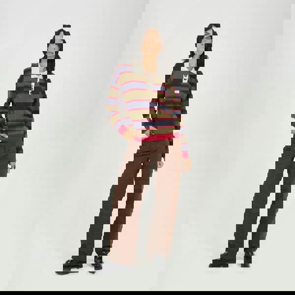 Brave Soul Navy Rubgy Stripe Knitted Jumper - Navy Image 3