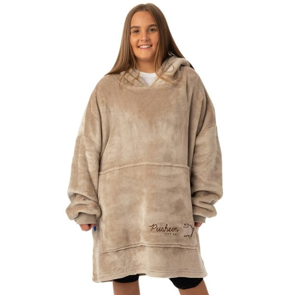 Pusheen Womens/Ladies Embroidered Hoodie Blanket - Brown