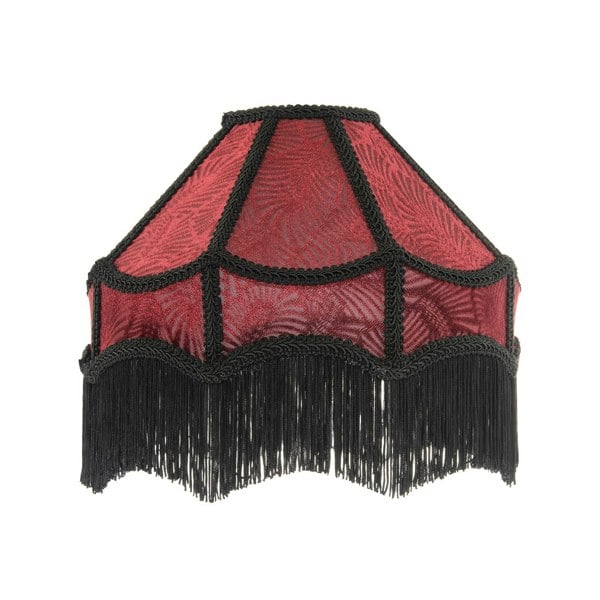 Vintage Victorian Style Lamp Shade in Burgundy with Black Tassels Image 1