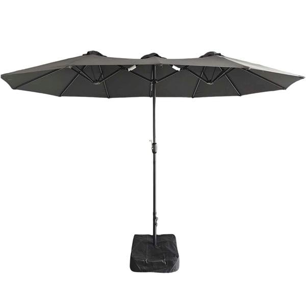 Gr8 Garden 4.6m Patio Parasol Large Double Sided Garden Umbrella With Crank Base Dark Grey