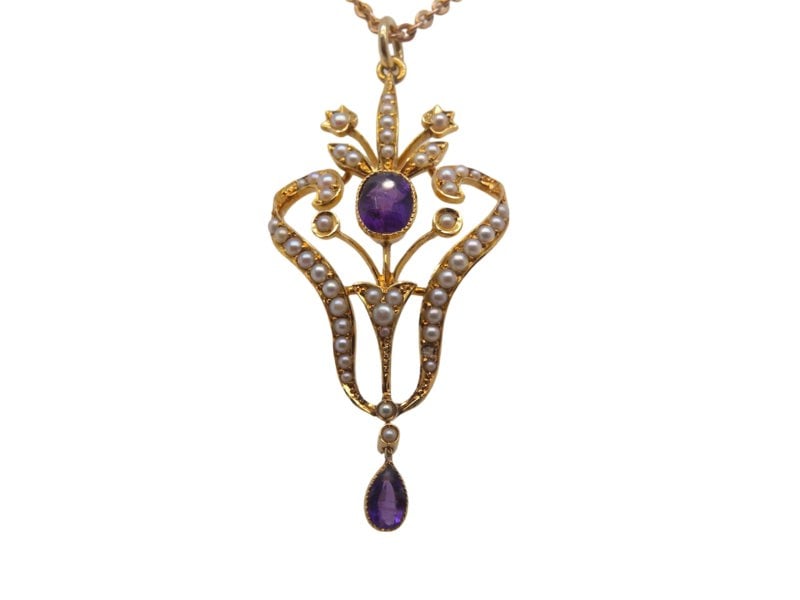 Vintage Tom A Victorian Amethyst and Pearl pendant