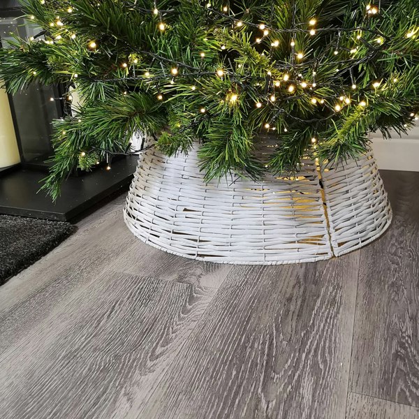 Samuel Alexander 48/70cm Samuel Alexander KD Willow Christmas Tree Skirt Wicker Rattan- Large Light Grey