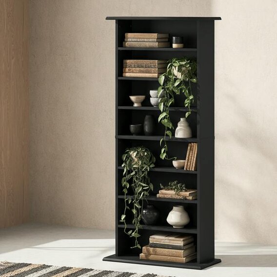 Wyld Haus Kael 126cm Wood Black Bookcase Storage Unit Shelving Unit
