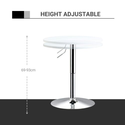 Wyld Haus Rocolo Metal And Wooden White Adjustable H8 Round Bar Table With Swivel Top