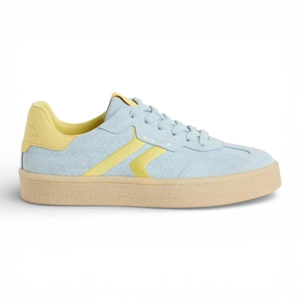Tamaris Women's Blue Leather Yellow Stripes Sneakers