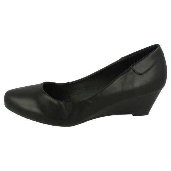 Spot On Ladies Spot On Low Wedge Court Shoes