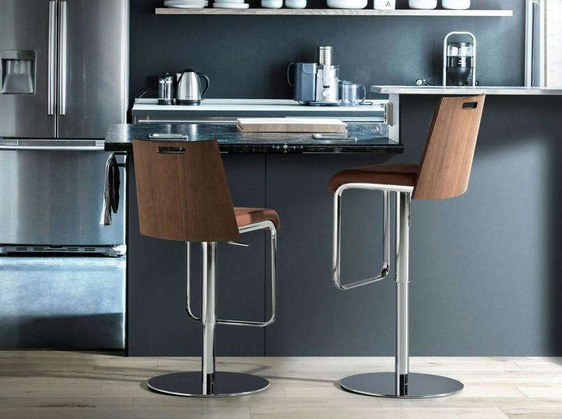 Angel Cerdá Brown and Walnut Leatherette Swivel Stool 4072