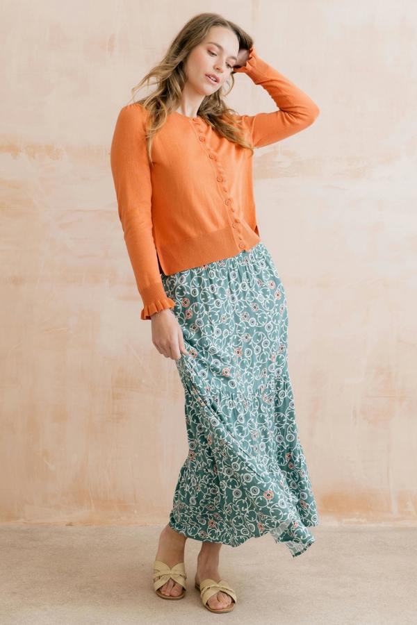 Lily & Me Evie Printed Midi Skirt Ocean