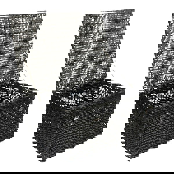 67cm Black Wicker Rope Handled Picnic Basket