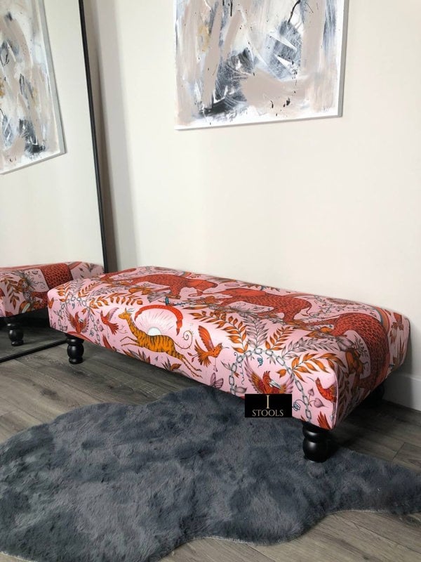 ISTOOLS Printed Fabric Bespoke Footstool – Comfort Meets Style (Non-Storage)