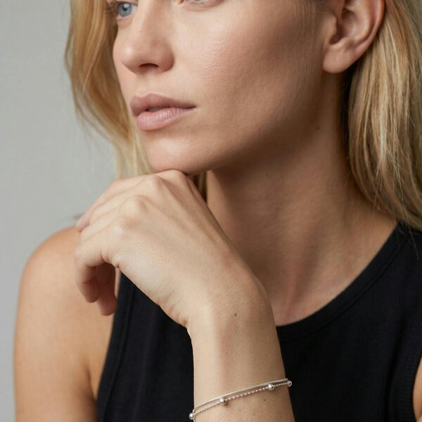 Uchi & Soto Enso 925 Silver Layered Chain Bracelet