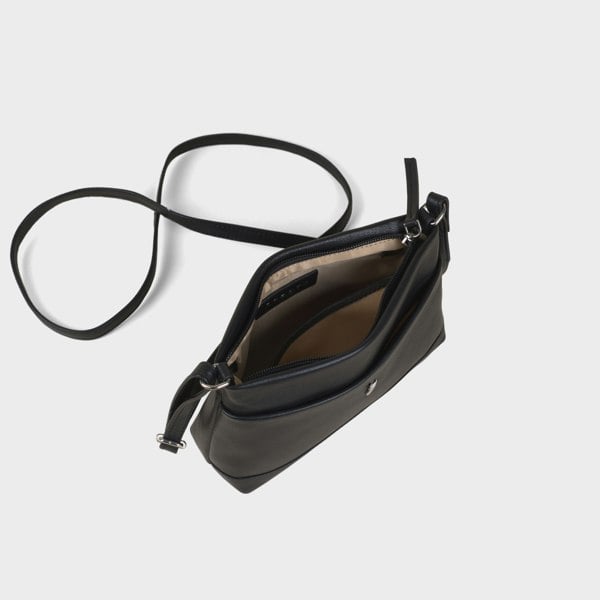 Assots London 'SANDRA' Black Soft Nappa Full Grain Real Leather Crossbody Bag