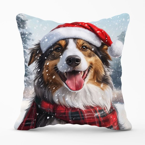 Warren Reed Christmas Rough Collie Cushion