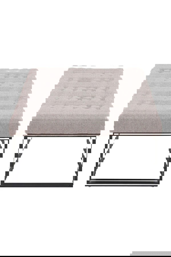 Living and Home Square Linen Footstool with Metal Frame